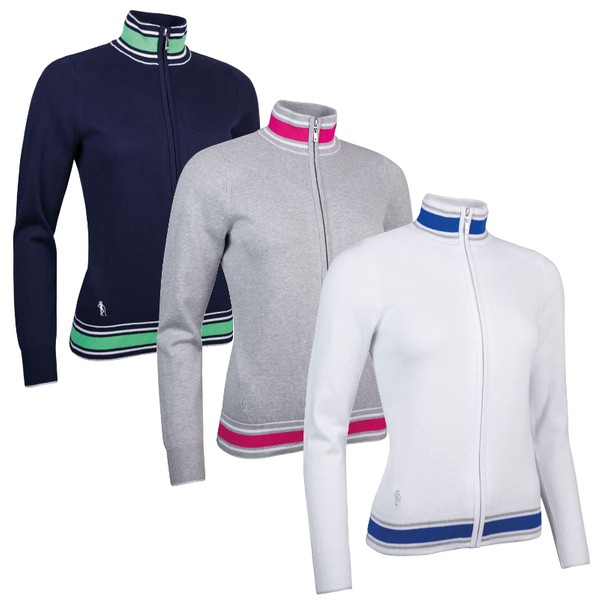 Uma Zip Through Ottoman Chevron Cotton Golf Sweater